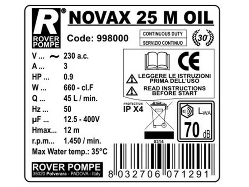 Umfüllpumpe Rover Novax 25-OIL rostfrei im Angebot